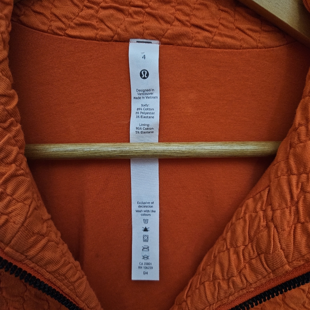 LULULEMON Rippled Full Zip Jacket Autumn Red Size 4 - Picture 11 of 15